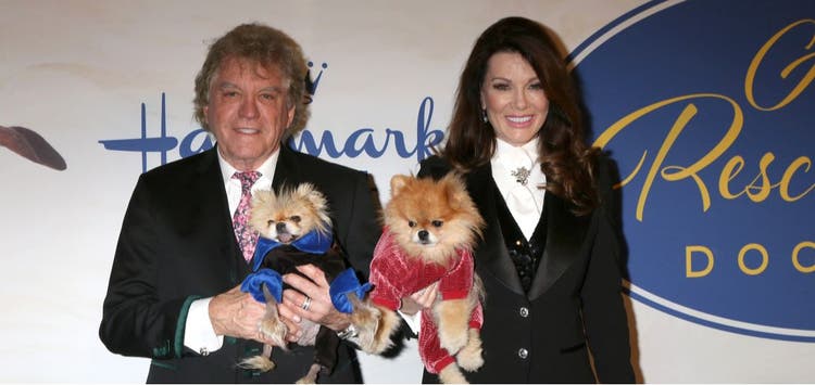 Lisa Vanderpump and husband Ken with their pair of Pomeranians.